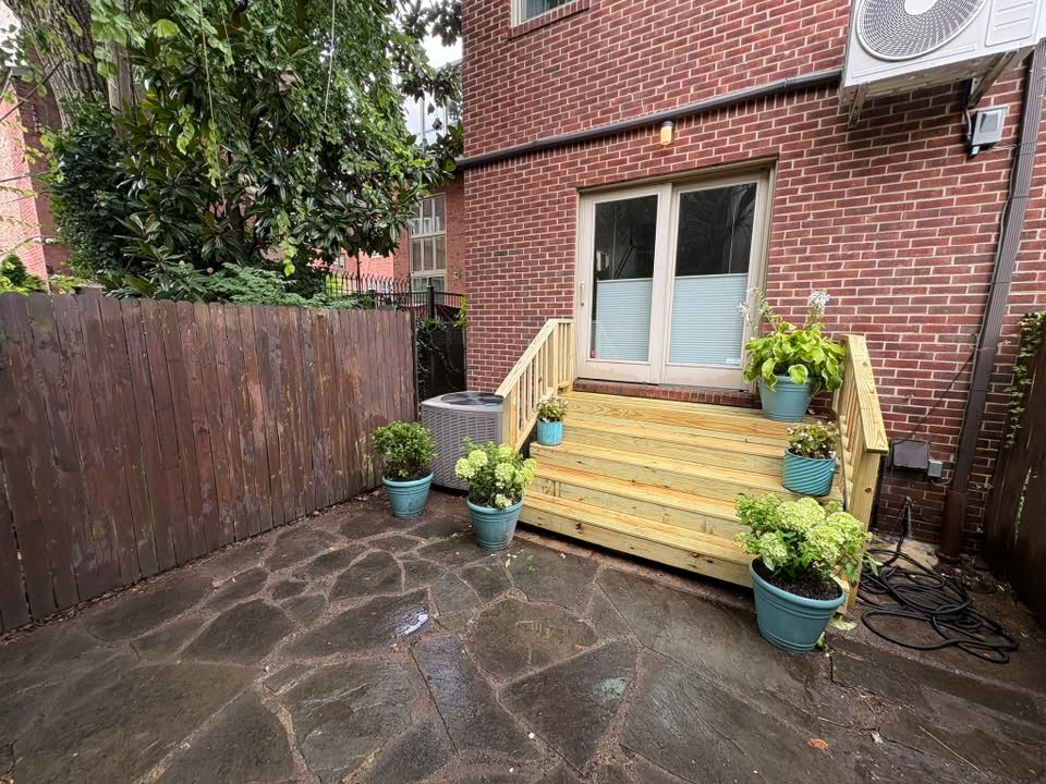 Rebuilt wood deck after renovation